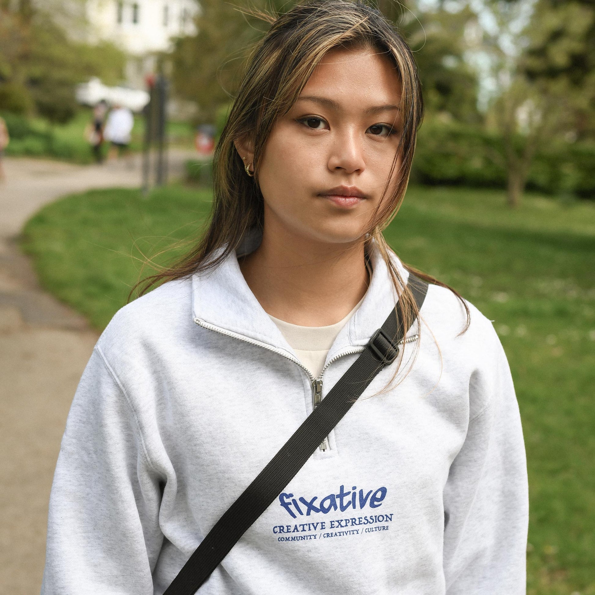 creative expression grey 1/4 zip sweatshirt fixative clothing